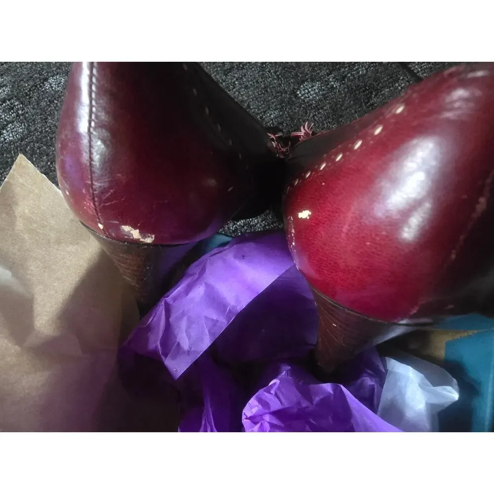 Vintage 70s 80s Smyth Bros Oxblood Wingtip Heeled Oxfords Brogue Pumps